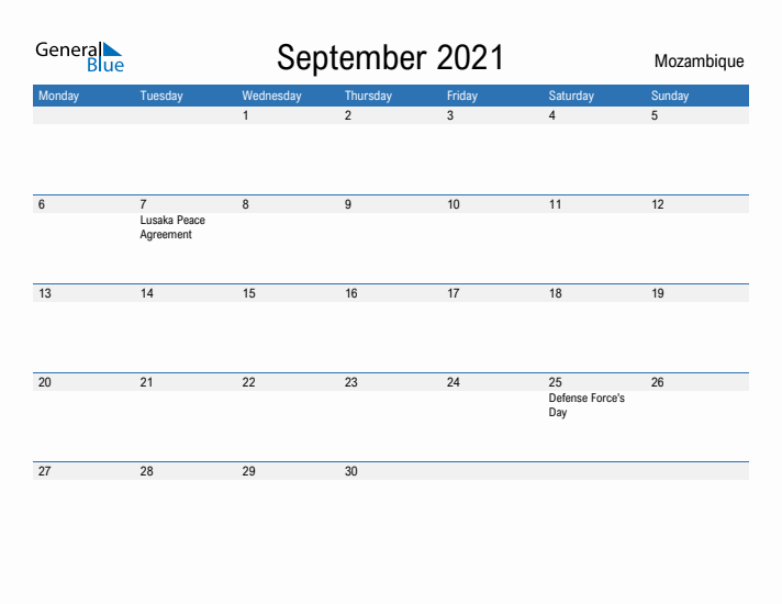 Fillable September 2021 Calendar