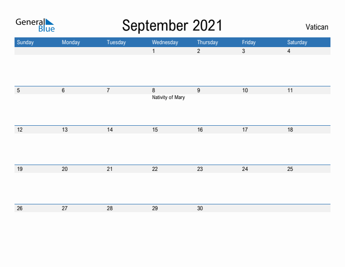 Fillable September 2021 Calendar