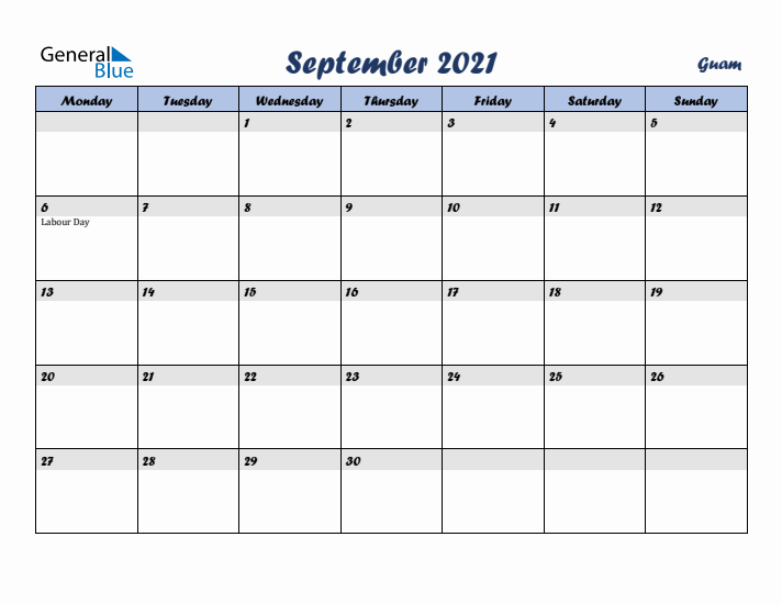 September 2021 Calendar with Holidays in Guam