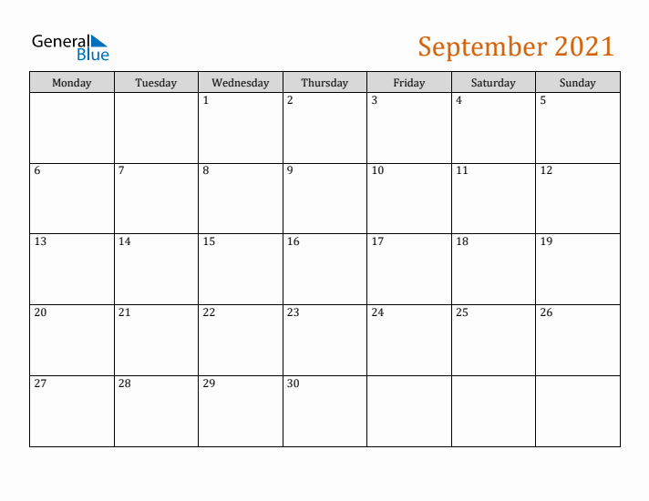 Editable September 2021 Calendar