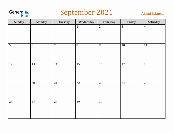 September 2021 Holiday Calendar with Sunday Start