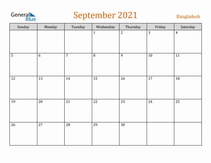 September 2021 Holiday Calendar with Sunday Start