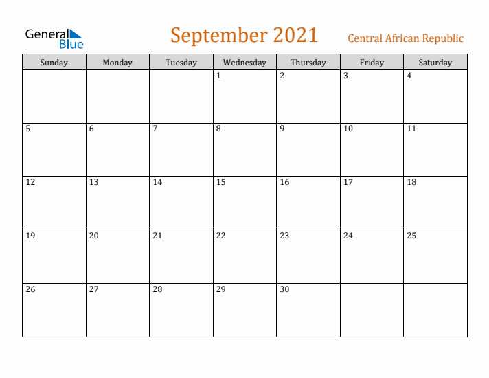 September 2021 Holiday Calendar with Sunday Start