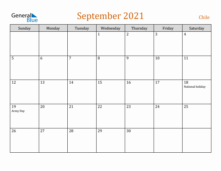 September 2021 Holiday Calendar with Sunday Start