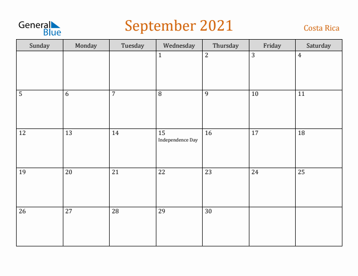 September 2021 Holiday Calendar with Sunday Start