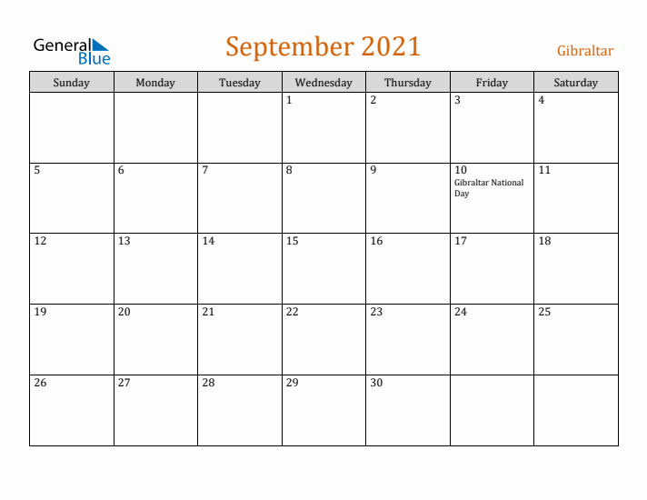 September 2021 Holiday Calendar with Sunday Start