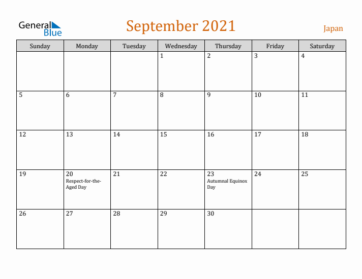 September 2021 Holiday Calendar with Sunday Start