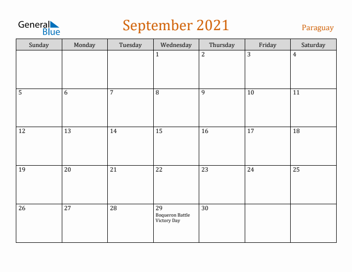 September 2021 Holiday Calendar with Sunday Start