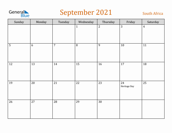 September 2021 Holiday Calendar with Sunday Start