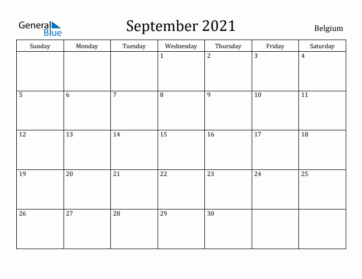 September 2021 Calendar Belgium