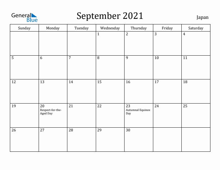 September 2021 Calendar Japan