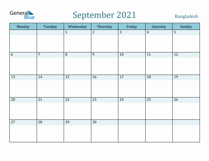 September 2021 Calendar with Holidays