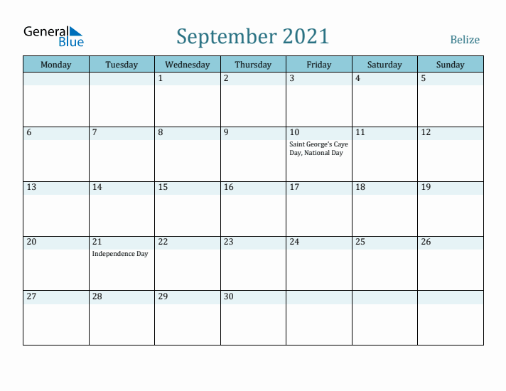 September 2021 Calendar with Holidays