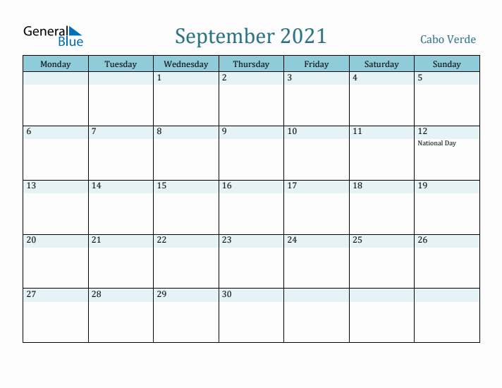 September 2021 Calendar with Holidays