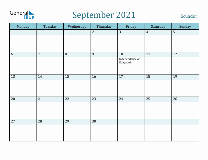 September 2021 Calendar with Holidays