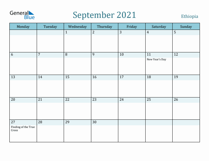 September 2021 Calendar with Holidays