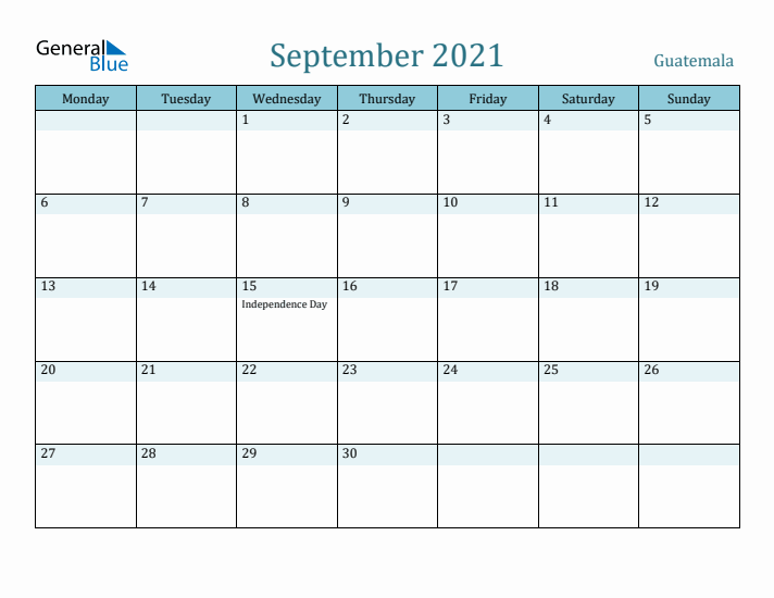 September 2021 Calendar with Holidays