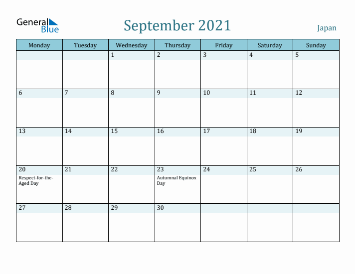 September 2021 Calendar with Holidays