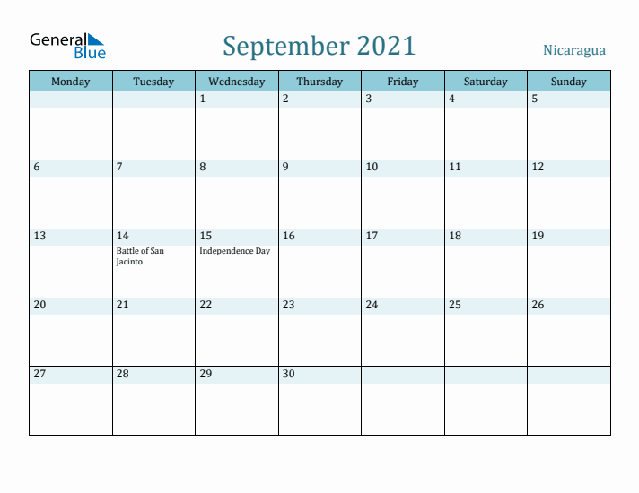 September 2021 Calendar with Holidays