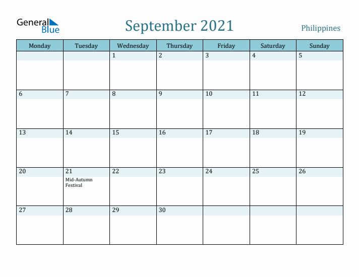 September 2021 Calendar with Holidays