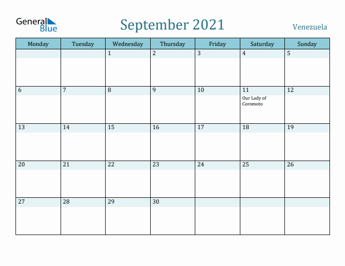 September 2021 Calendar with Holidays