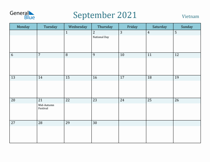 September 2021 Calendar with Holidays