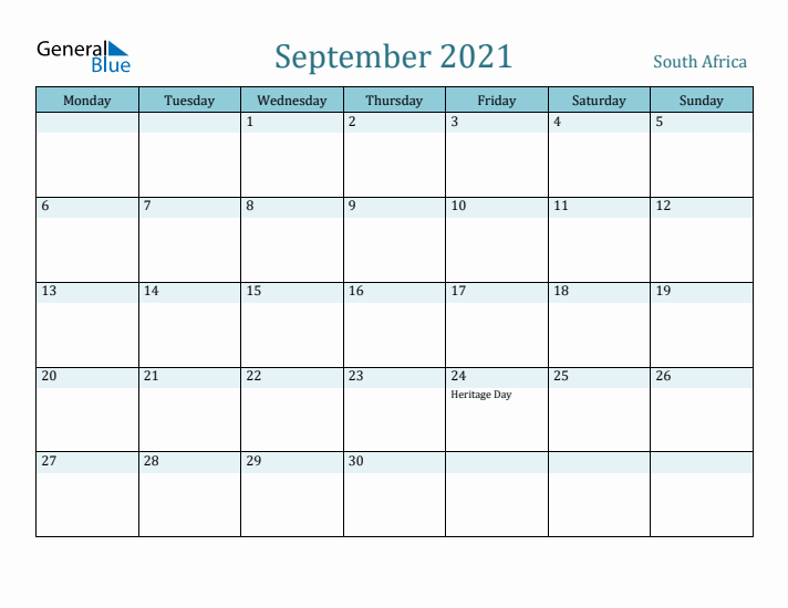 September 2021 Calendar with Holidays