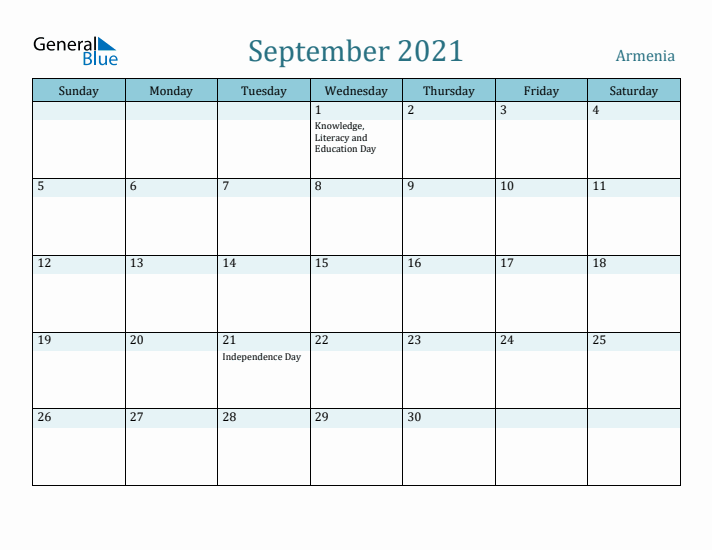 September 2021 Calendar with Holidays