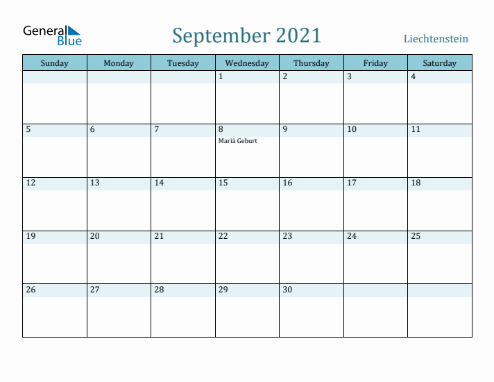 September 2021 Calendar with Holidays