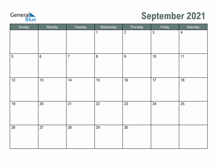 Free Printable September 2021 Calendar