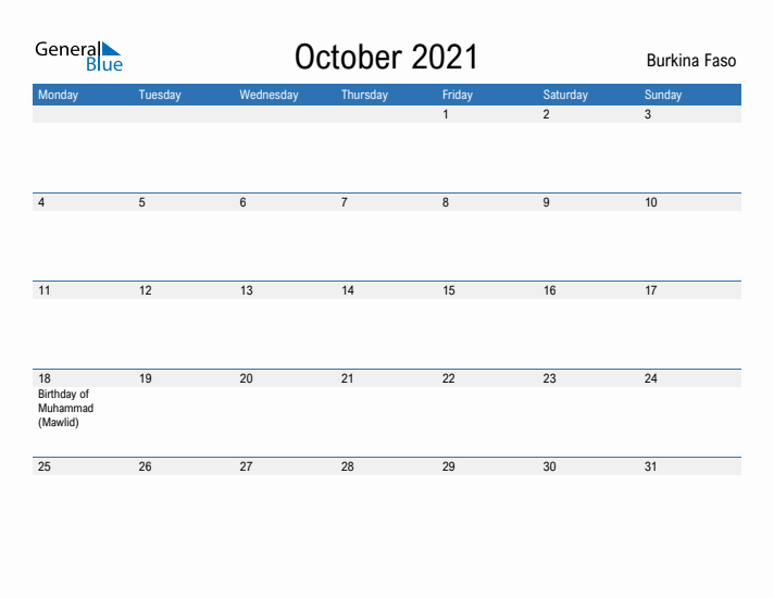 Fillable October 2021 Calendar