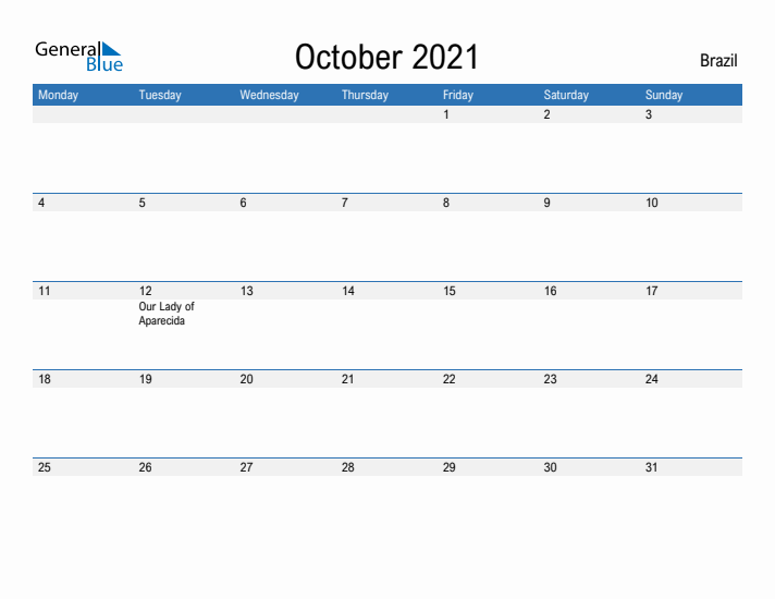 Fillable October 2021 Calendar