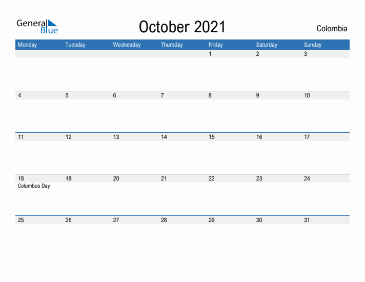 Fillable October 2021 Calendar