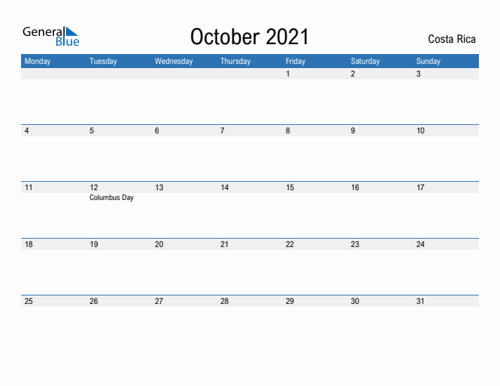 Fillable October 2021 Calendar