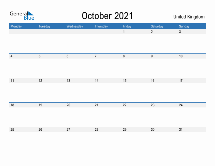 Fillable October 2021 Calendar