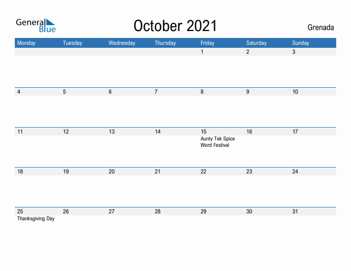 Fillable October 2021 Calendar