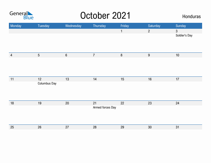 Fillable October 2021 Calendar