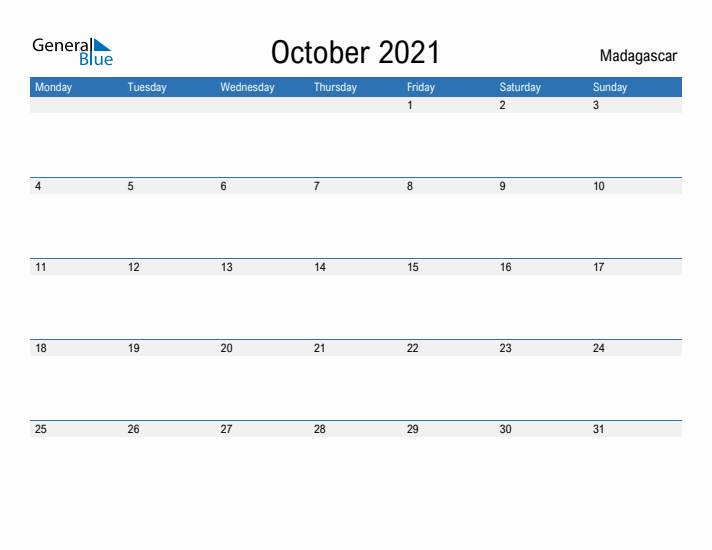 Fillable October 2021 Calendar