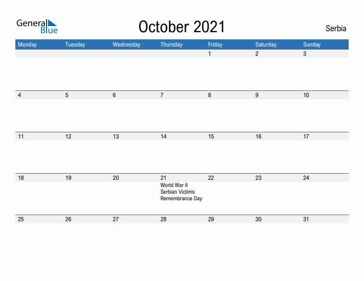 Fillable October 2021 Calendar