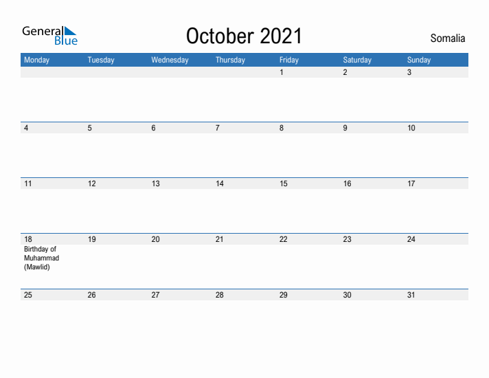 Fillable October 2021 Calendar