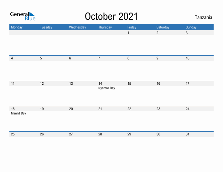 Fillable October 2021 Calendar