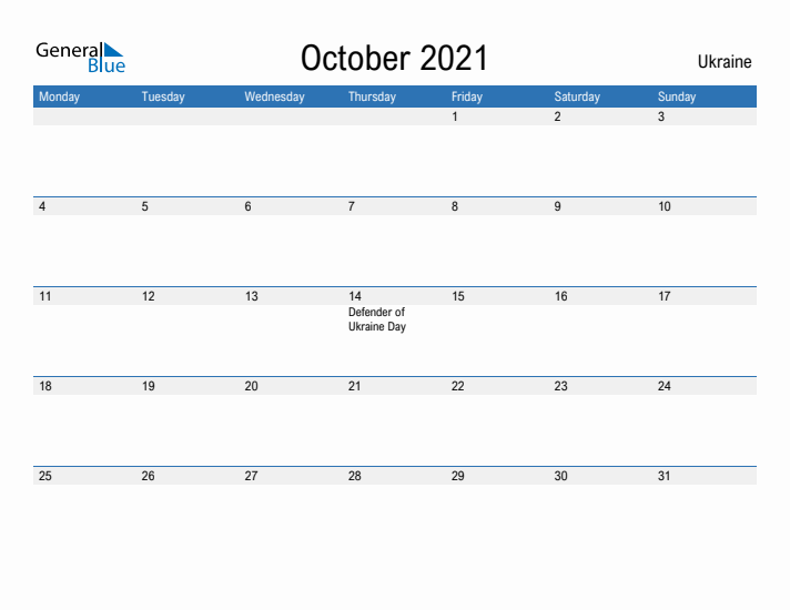 Fillable October 2021 Calendar