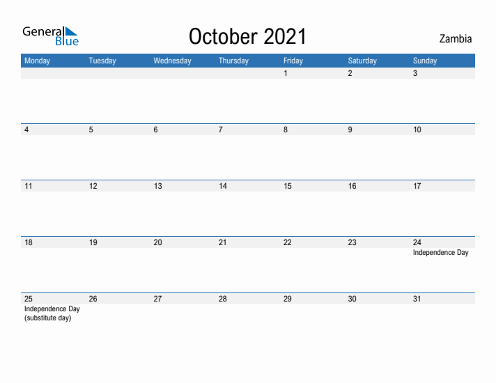 Fillable October 2021 Calendar