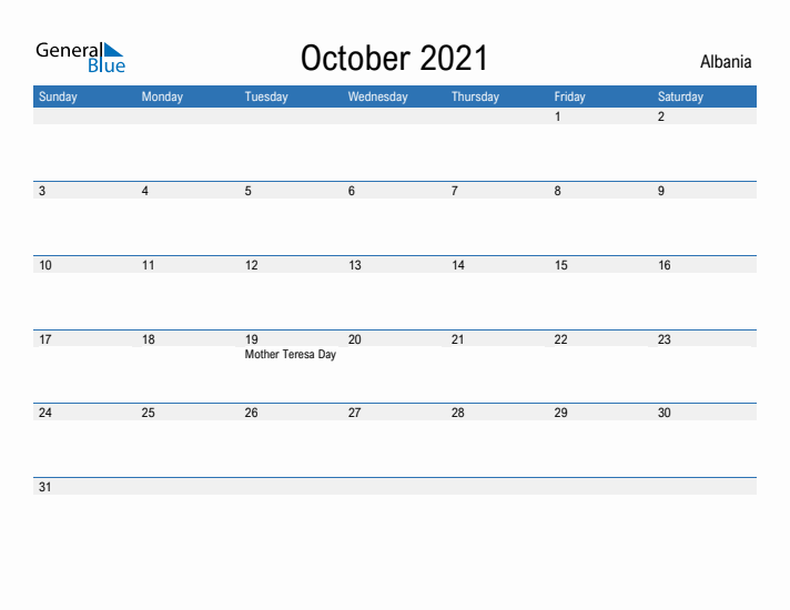 Fillable October 2021 Calendar