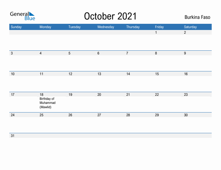 Fillable October 2021 Calendar