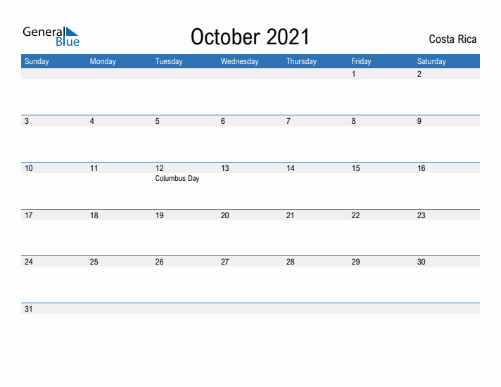 Fillable October 2021 Calendar