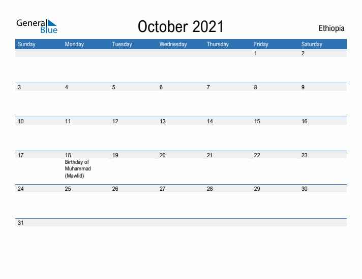 Fillable October 2021 Calendar