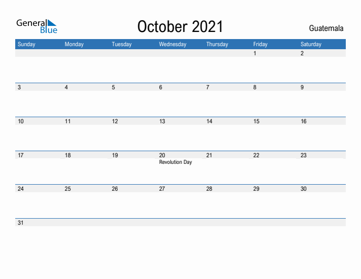 Fillable October 2021 Calendar