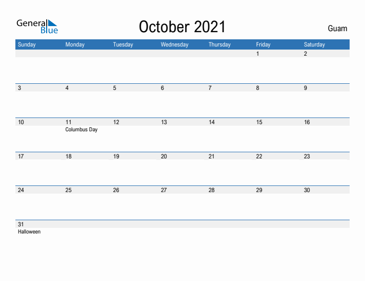 Fillable October 2021 Calendar