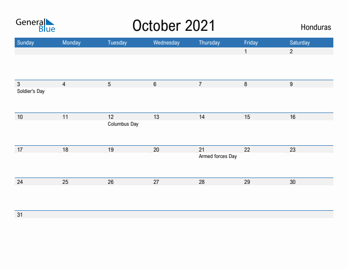 Fillable October 2021 Calendar